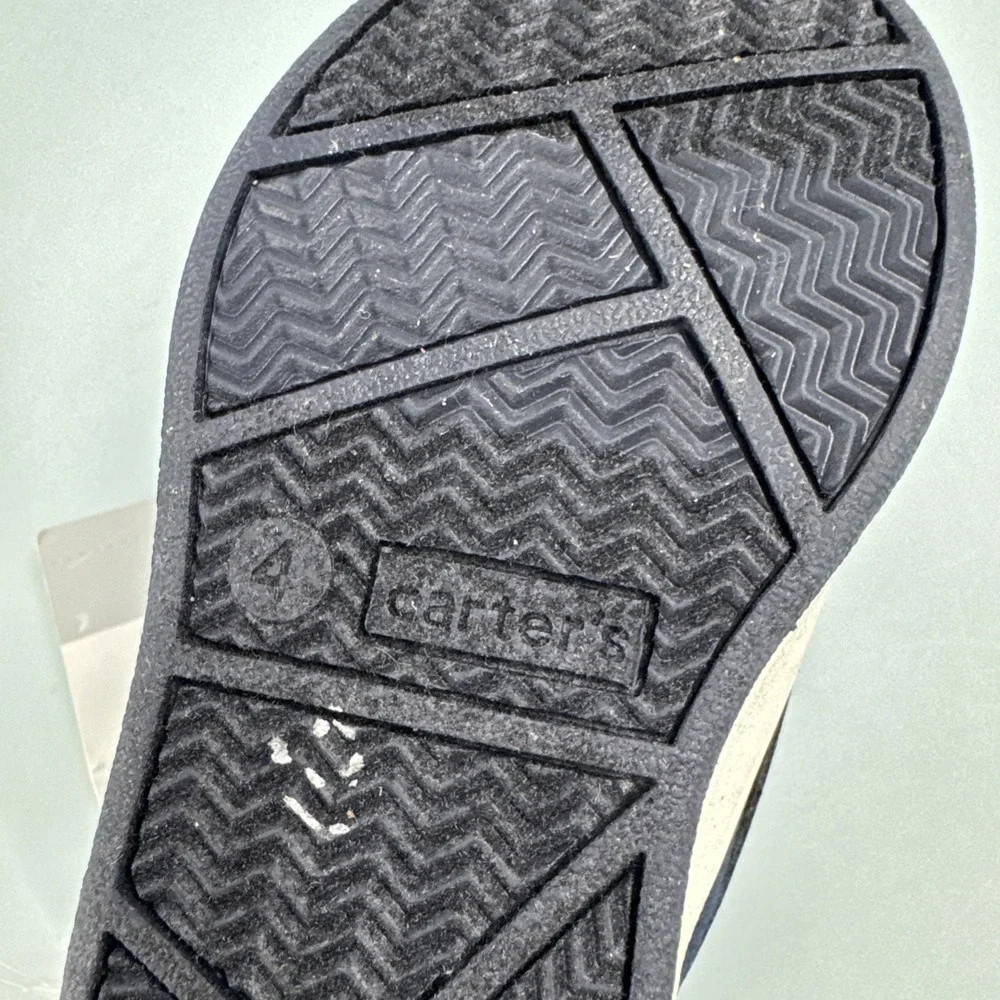 Carters Infant Boy Toddler Shoes Size 4 NWT‎ Navy White Brown Easy On Closure